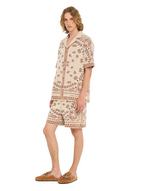 Alanui Cotton Piquet Bandana Shirt Sand-Red Earth