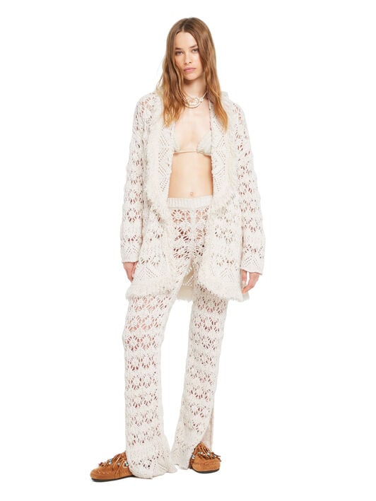 Alanui Lagoon Romance Cardigan White Pearl LWHB064R26KNI024 Alanui Lagoon Romance Cardigan White Pearl LWHB064R26KNI024