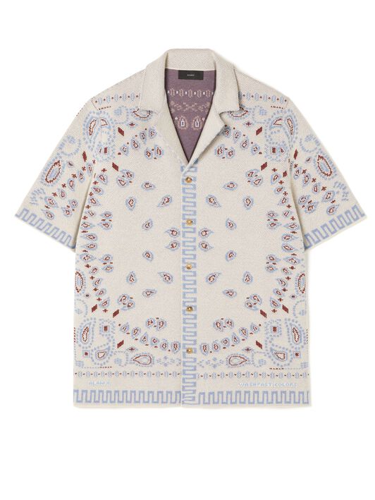 Alanui Cotton Piquet Bandana Shirt Chalk-Marsala LMHY001R25KNI001