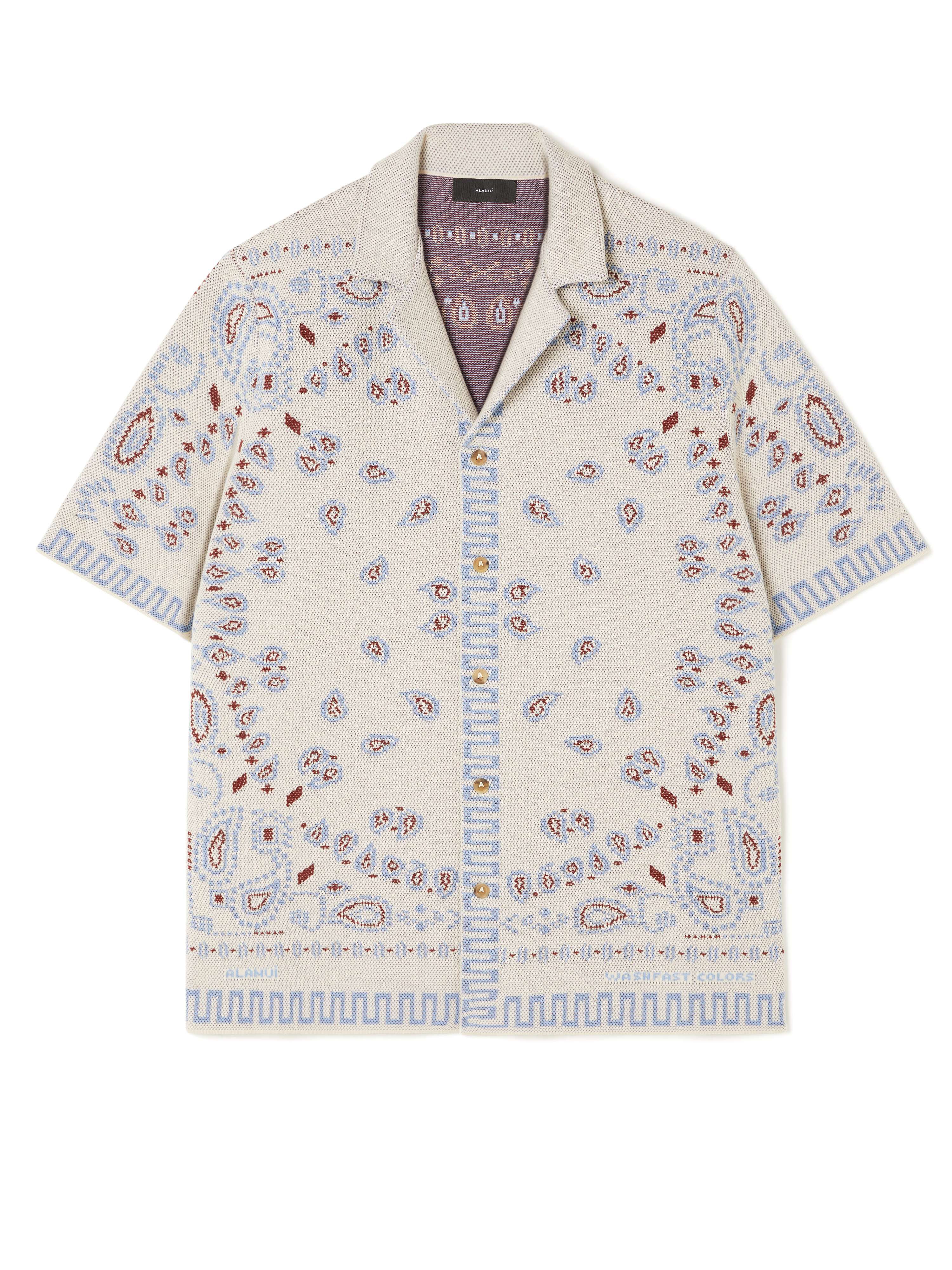 Alanui Cotton Piquet Bandana Shirt Chalk-Marsala LMHY001R25KNI001