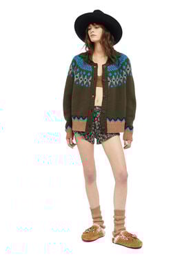 Alanui Sweet Winter Jacket Oliva-Multicolor LWHQ01DE25KNI001