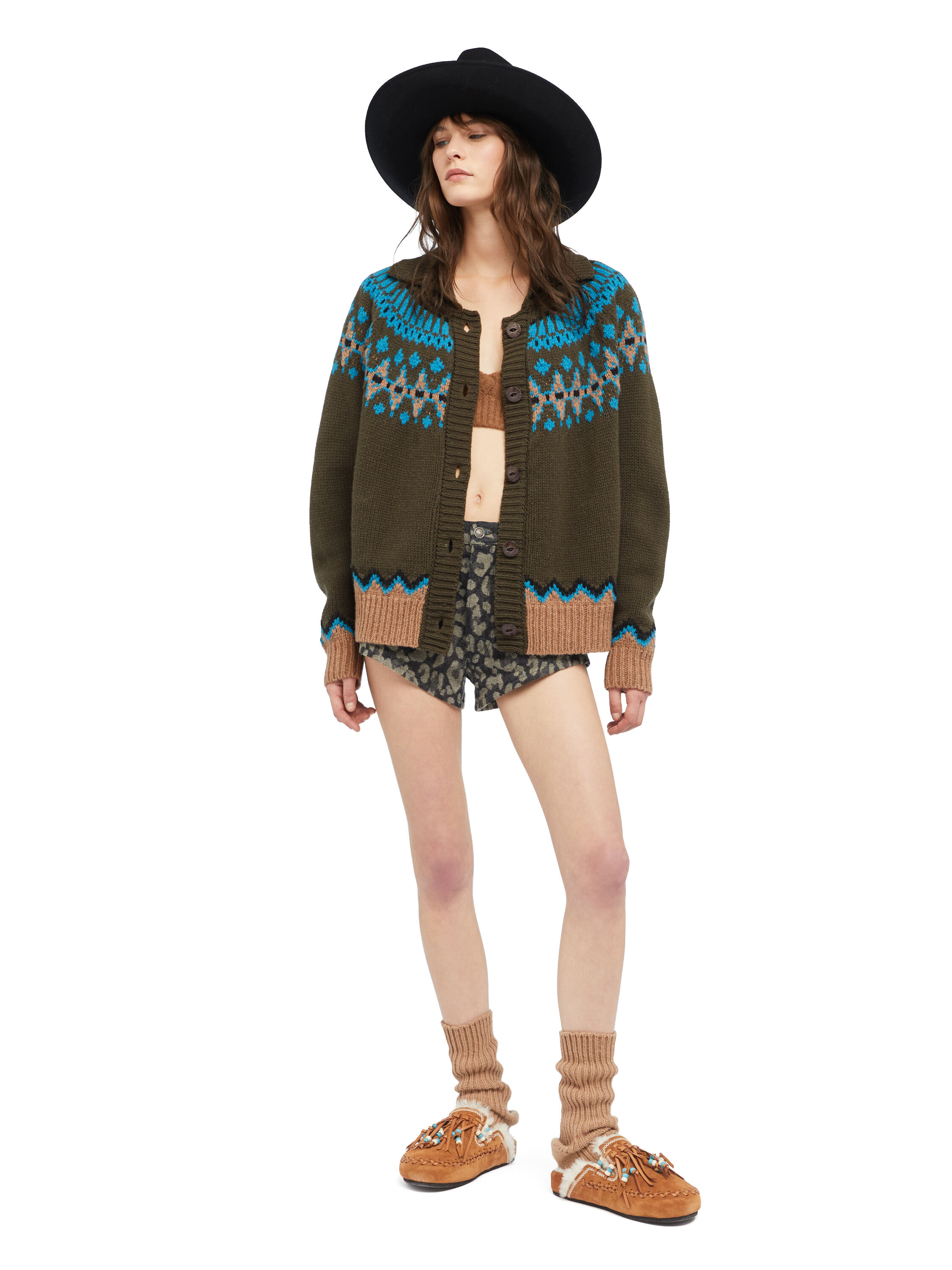 Alanui Sweet Winter Jacket Oliva-Multicolor LWHQ01DE25KNI001