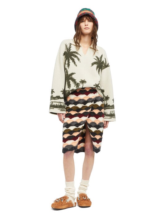 Alanui Palm Grove Tales Polo Ivory-Olive LWHV002E25KNI002