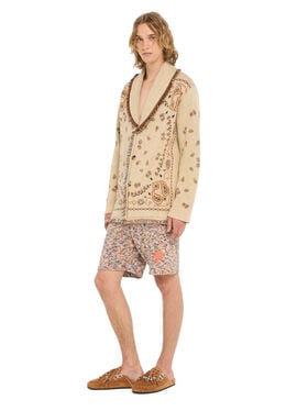 Alanui Bandana Jacquard Cardigan Sand-Red Earth