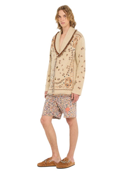 Alanui Bandana Jacquard Cardigan Sand-Red Earth LMHB039R26KNI001