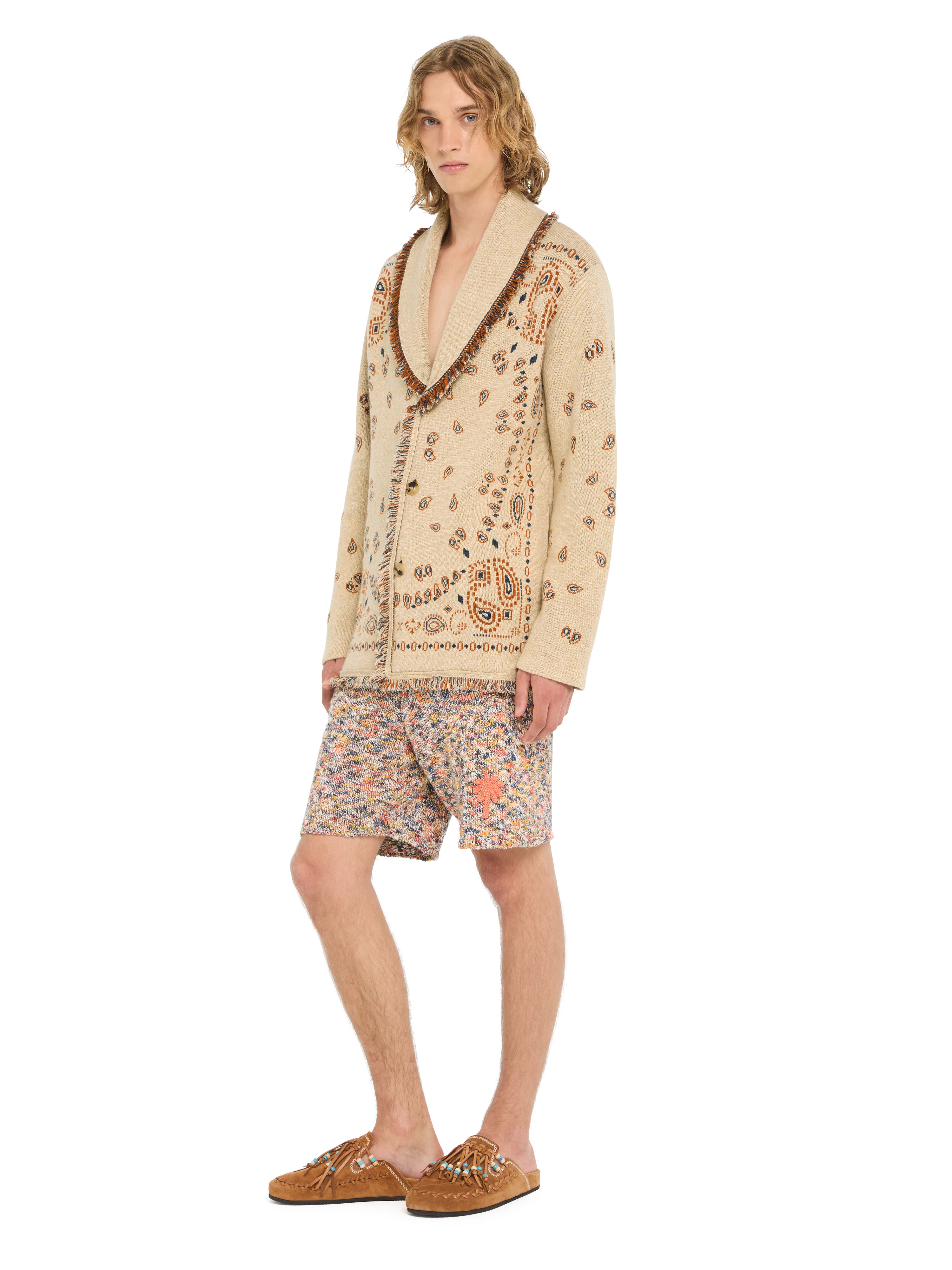 Alanui Bandana Jacquard Cardigan Sand-Red Earth LMHB039R26KNI001