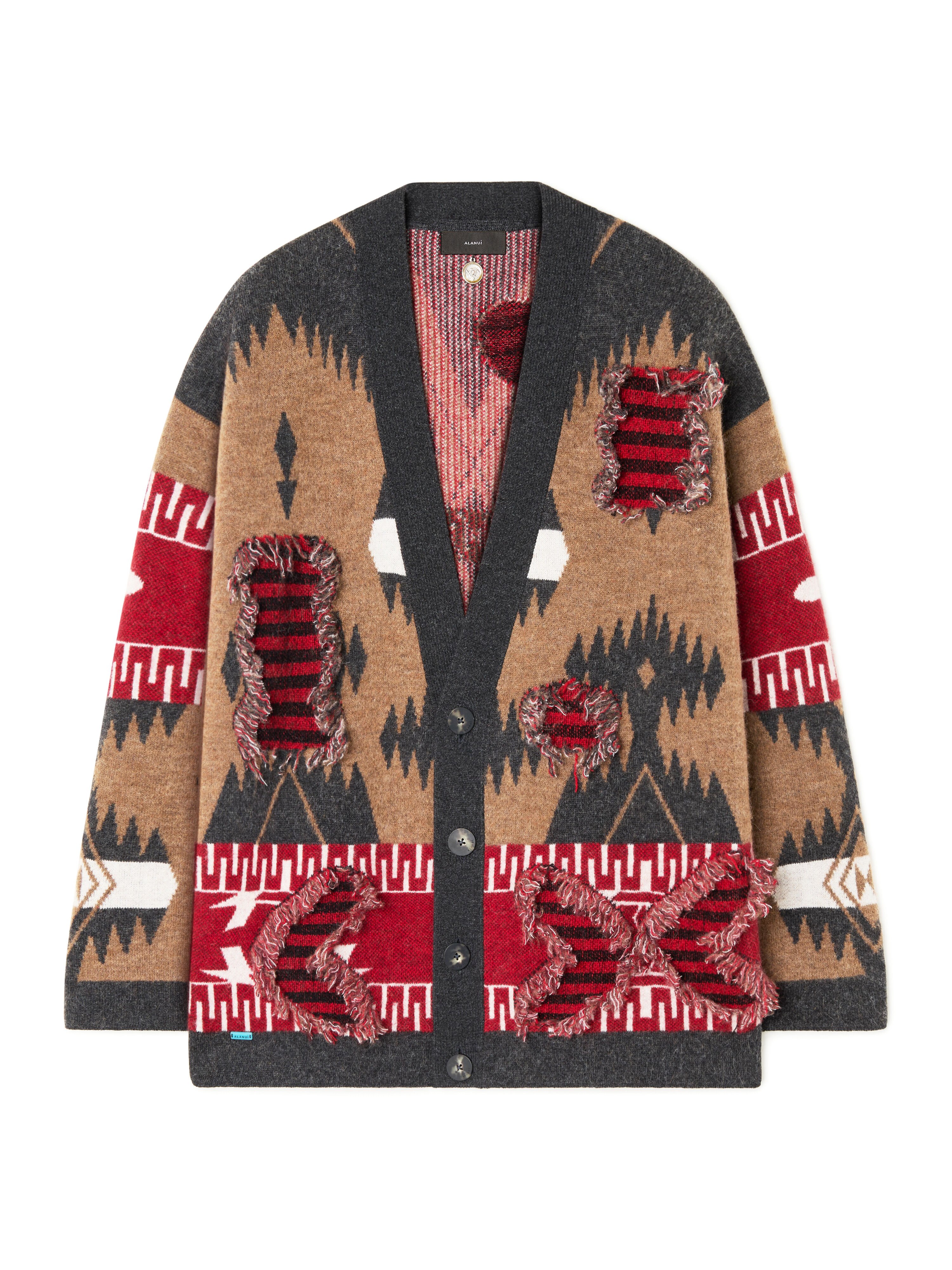 Alanui Grunge Anthem Cardigan Camel-Iron LMHB027E25KNI002