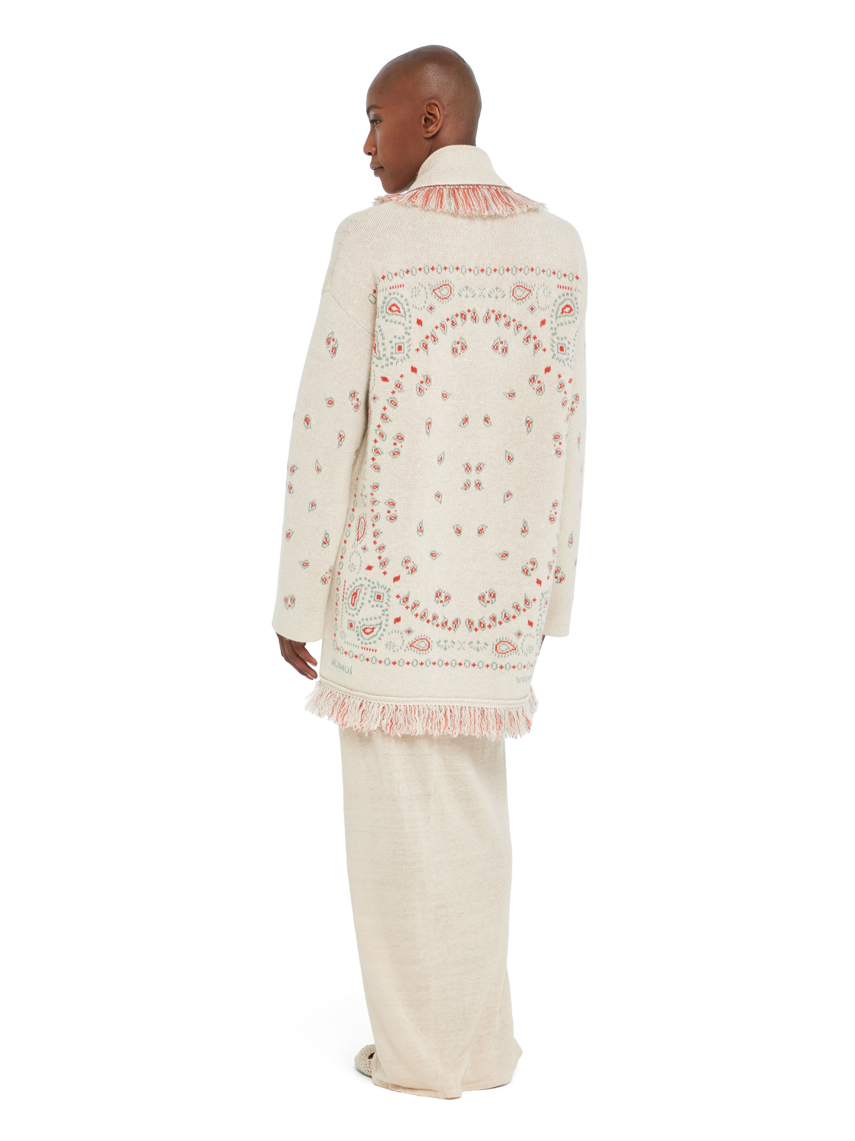 Alanui Bandana Jacquard Cardigan Chalk-Coral LWHB064R26KNI031