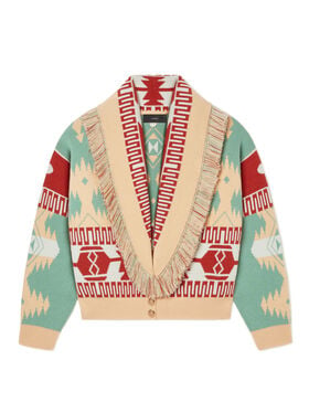 Alanui Icon Jacquard Cardi-Bomber Parrot-Peach