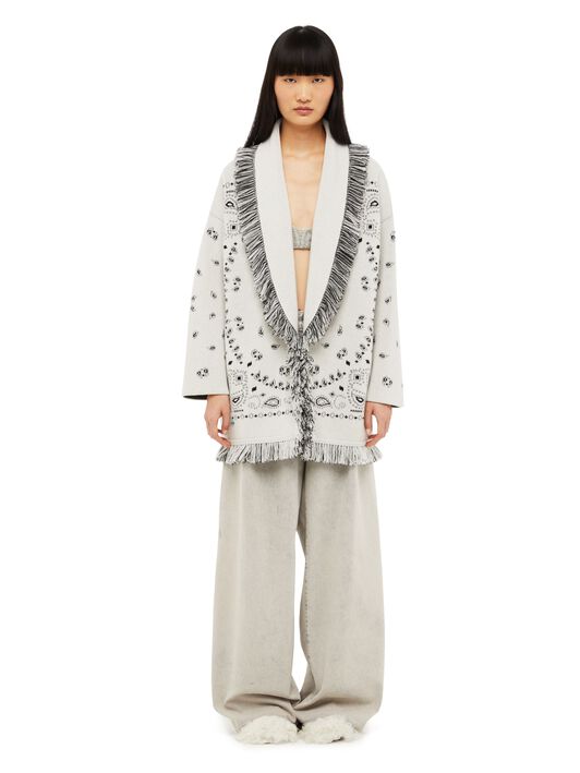 Alanui Bandana Jacquard Cardigan Moon Light LWHB064F23KNI002