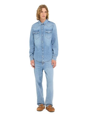 Alanui Light Wash Denim Shirt Light Wash Blue Denim