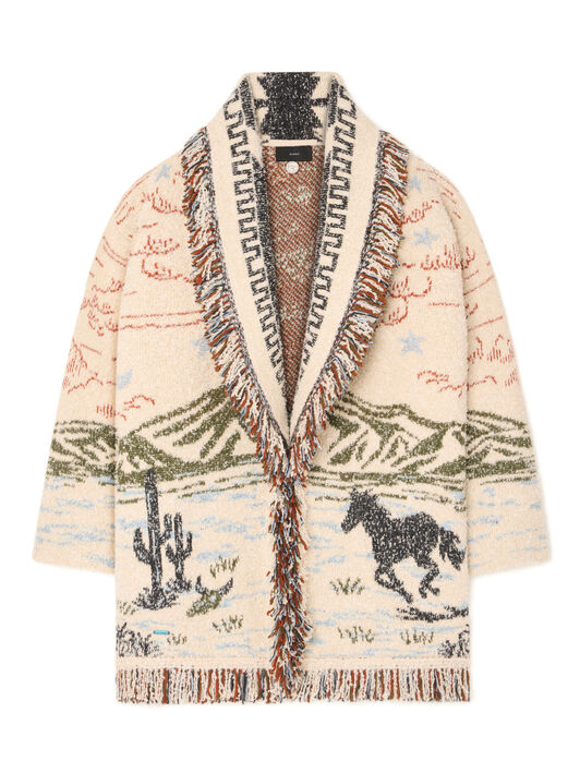 Alanui Sunset Riders Cardigan Ivory-Olive LWHB064E25KNI004