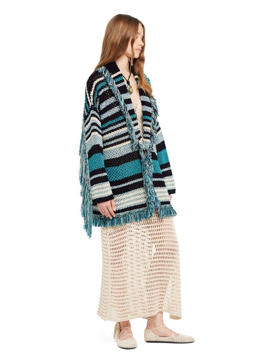 Alanui Ocean Stripes Cardigan Black-Teal LWHB064R26KNI012