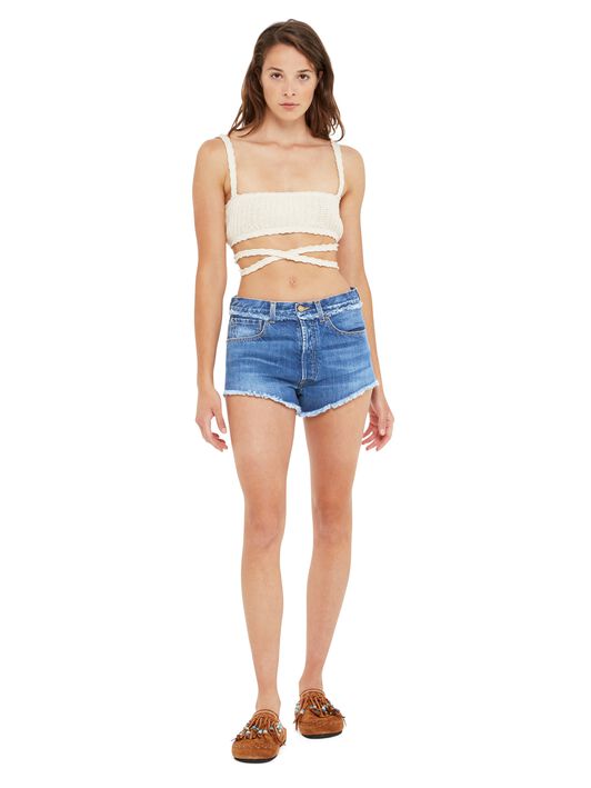 Alanui Fringed Denim Shorts Dark Wash Blue Denim LWYC009R25DEN002