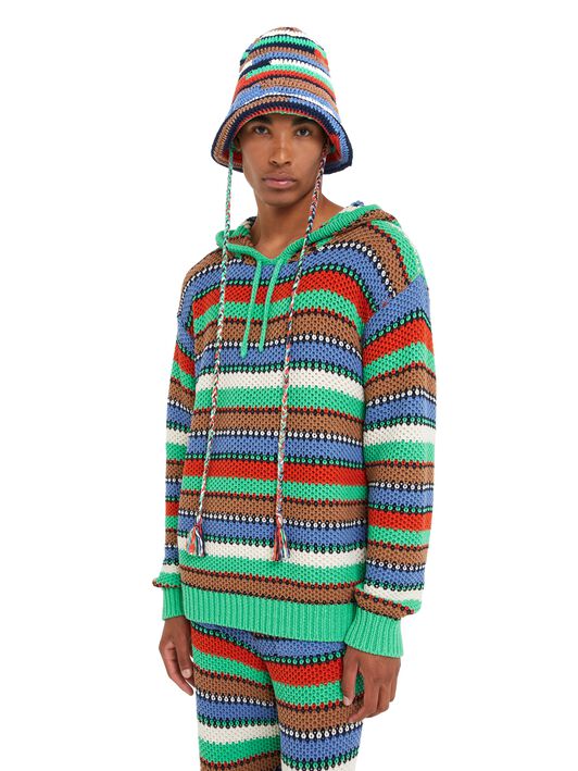 Alanui Sunny Stripes Bucket Hat Turquoise-Multicolor LMLA016R25KNI001