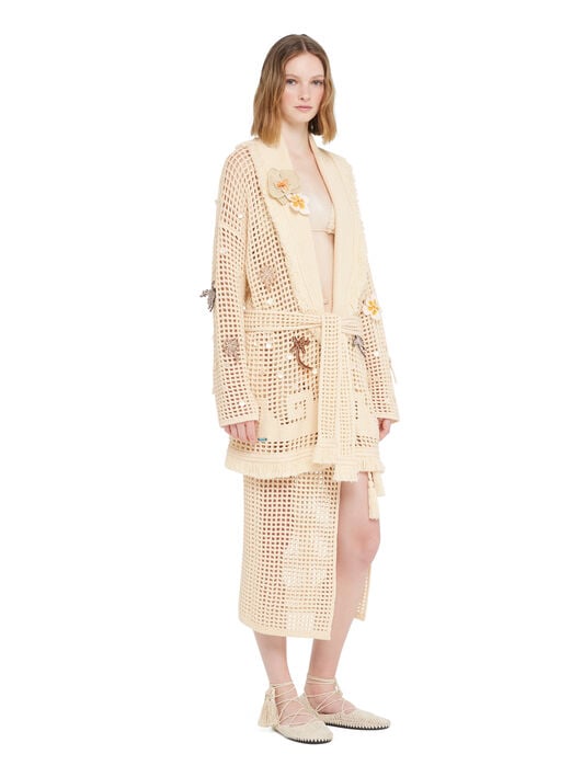 Alanui Where The Waves Begins Cardigan Sand LWHB064R26KNI013 Alanui Where The Waves Begins Cardigan Sand LWHB064R26KNI013