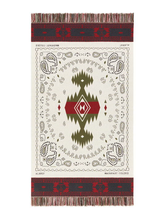 Alanui Bandana Jacquard Blanket Ivory-Olive LWRO002E25KNI001