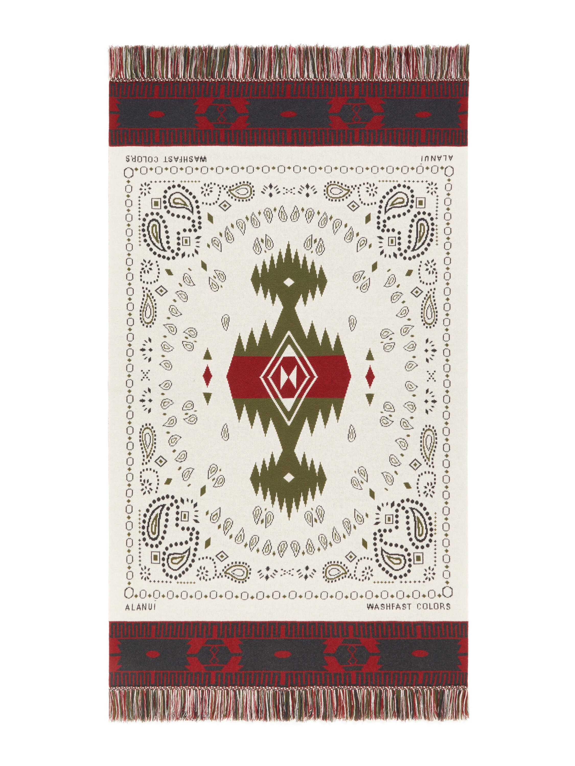Alanui Bandana Jacquard Blanket Ivory-Olive LWRO002E25KNI001