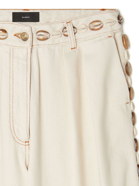 Alanui Ocean Dream Denim Pants White Raw Denim LWYB003R25DEN002