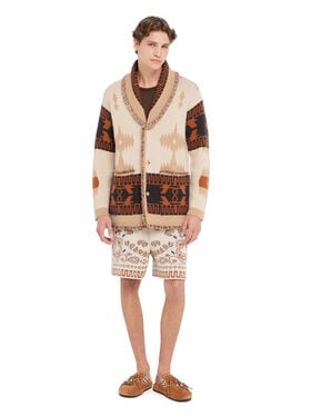 Alanui Icon Jacquard Cardigan Chalk-Cococa Delight