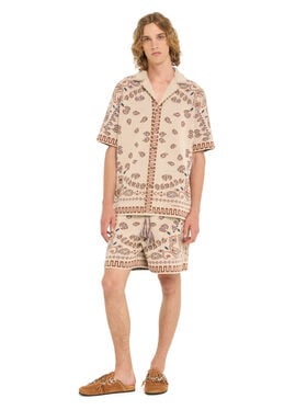 Alanui Cotton Piquet Bandana Shirt Sand-Red Earth LMHY001R26KNI002