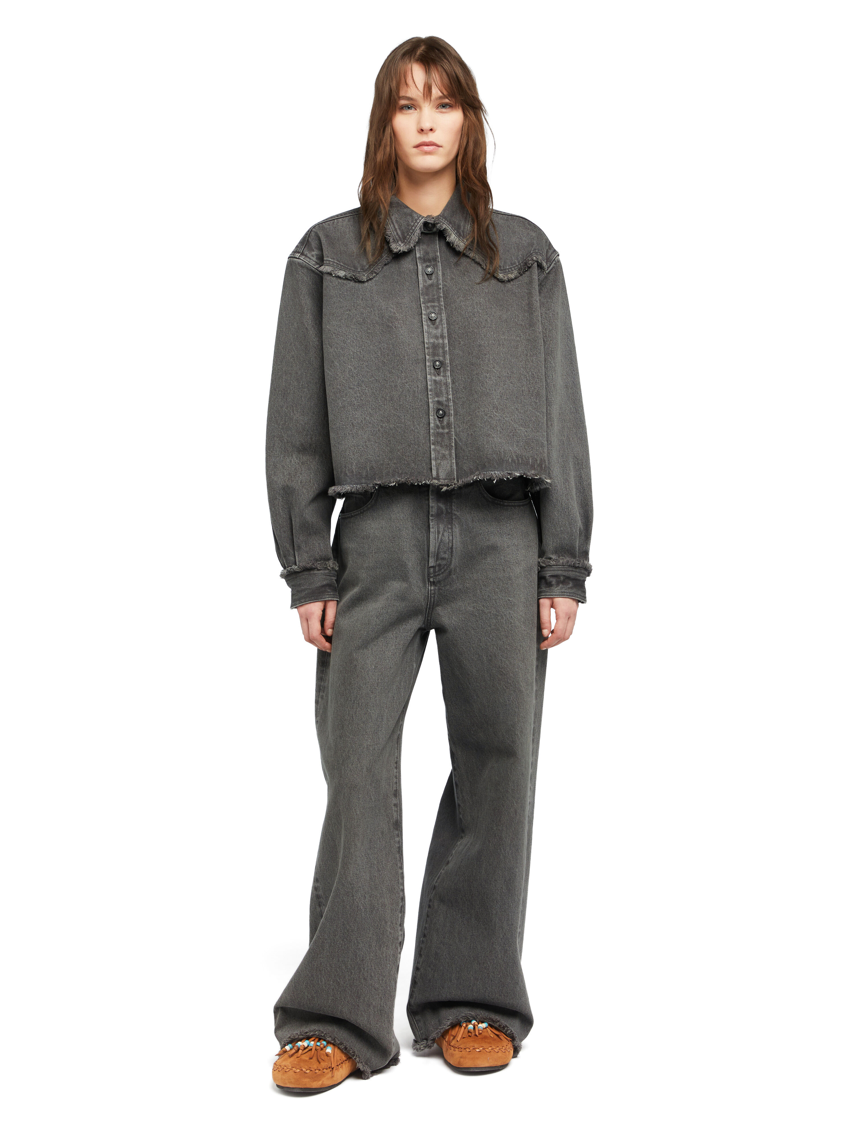 Alanui Free Horizons Cropped Denim Shirt Ardesia LWYE00BE25DEN001