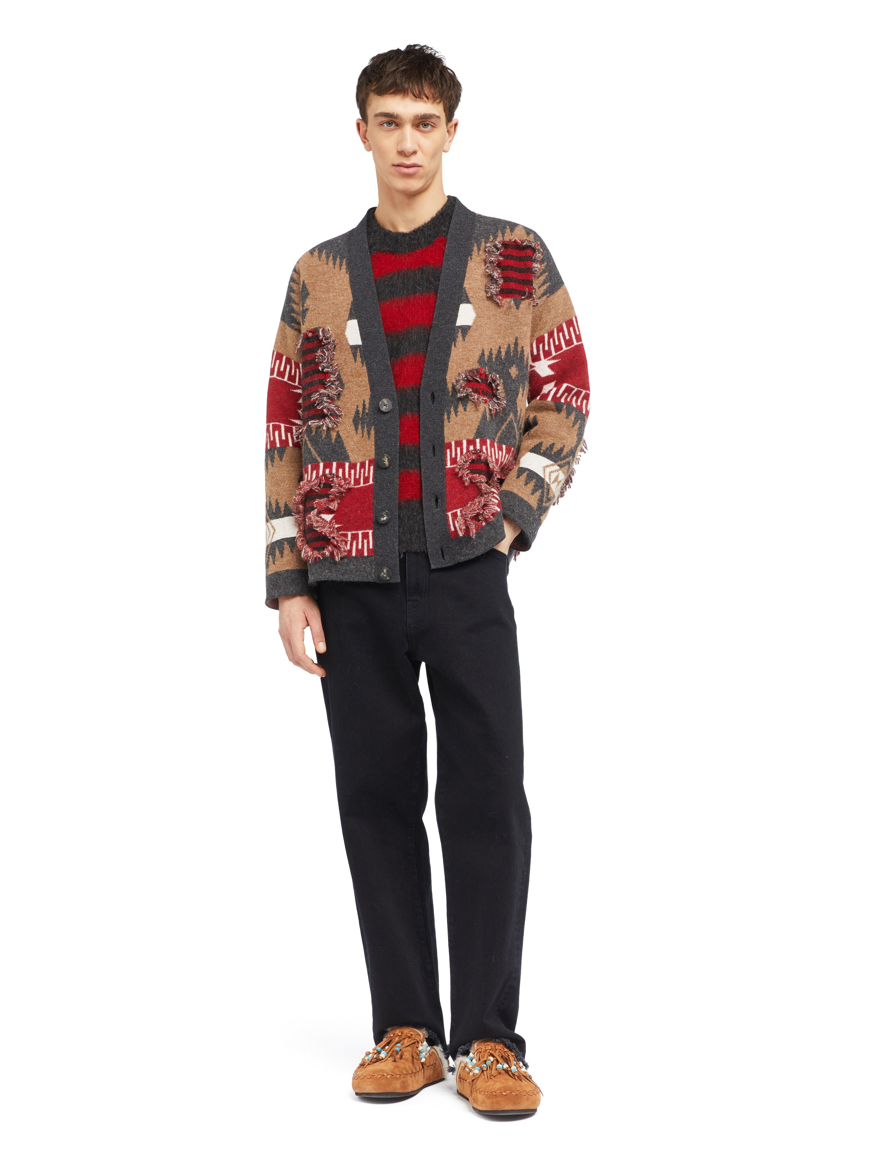 Alanui Grunge Anthem Cardigan Camel-Iron LMHB027E25KNI002