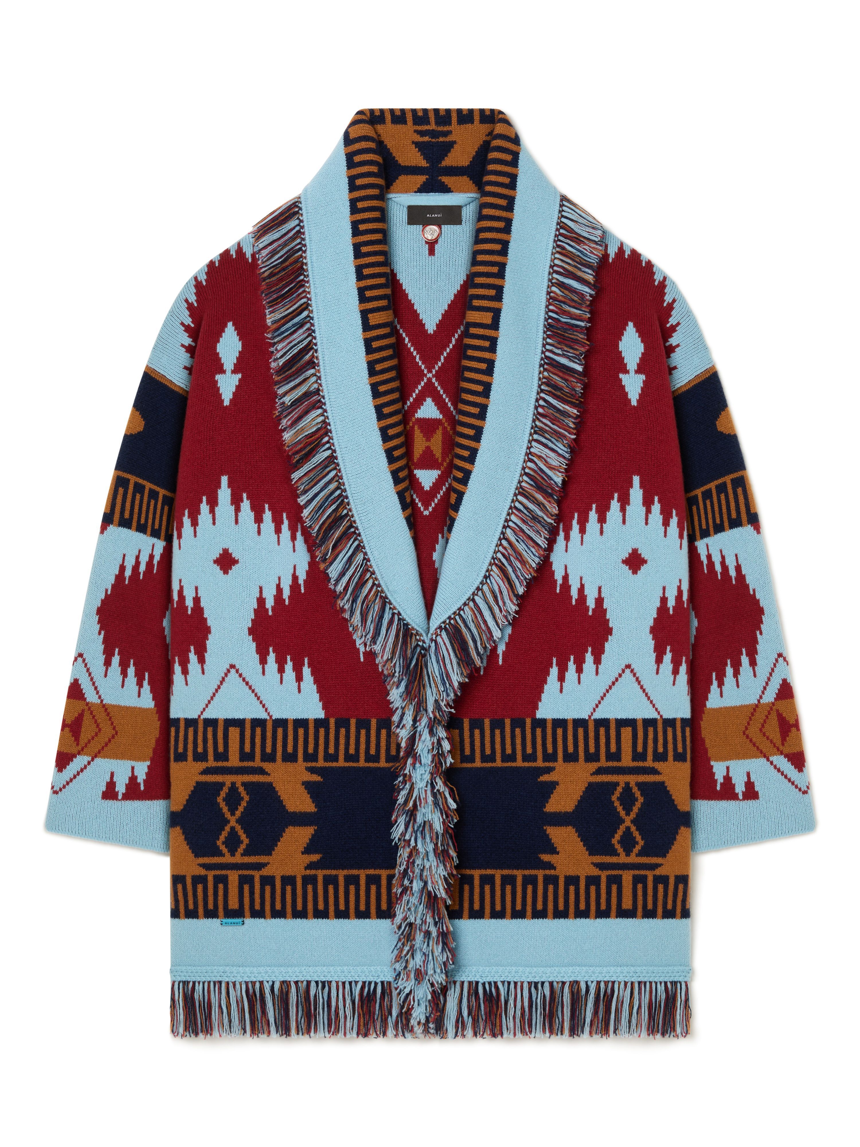 Alanui Icon Jacquard Cardigan Marsala-Sky Blue LWHB064R25KNI004