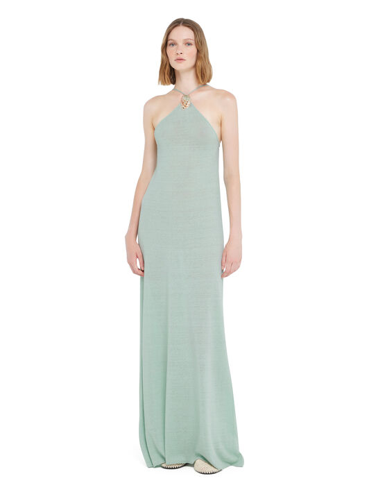 Alanui Mermaid Inside Halter Neck Dress Acquamarine LWHI062R26KNI001