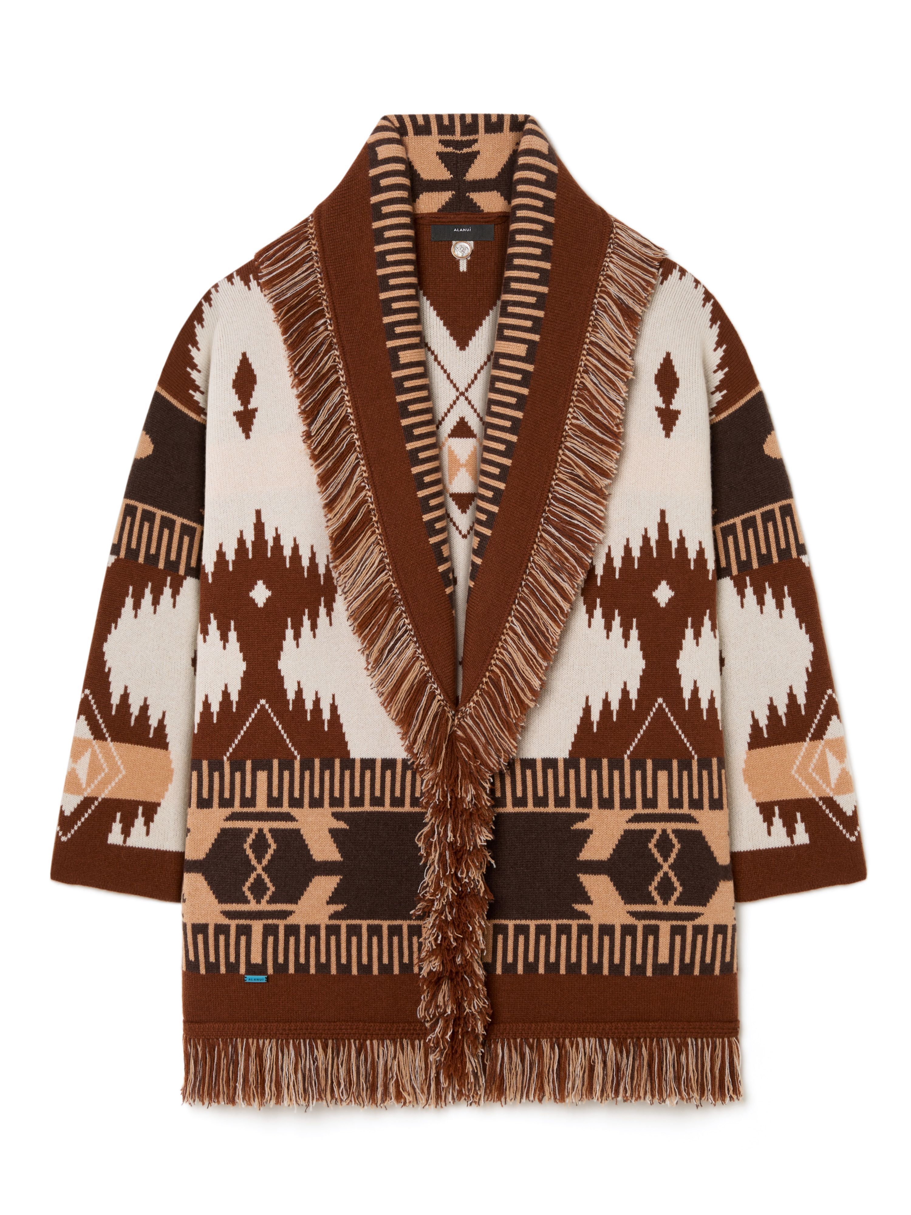 Alanui Icon Jacquard Cardigan Chalk-Pecan LWHB064R25KNI004