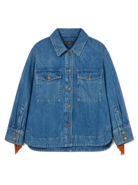 Alanui Golden Dusk Denim Overshirt Medium Wash Denim