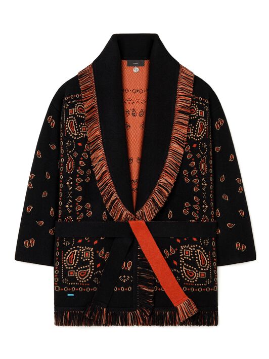 Alanui Bandana Jacquard Cardigan Black-Furnace LWHB064R25KNI001