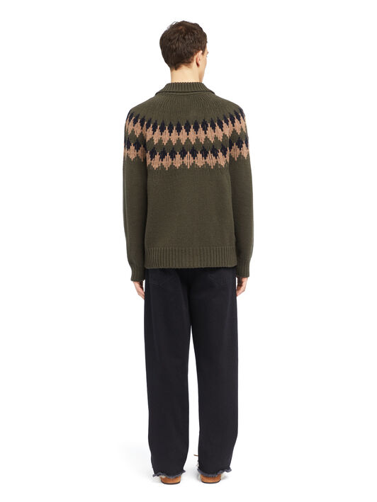Alanui Sweet Winter Cardigan Olive-Camel LMHQ005E25KNI002
