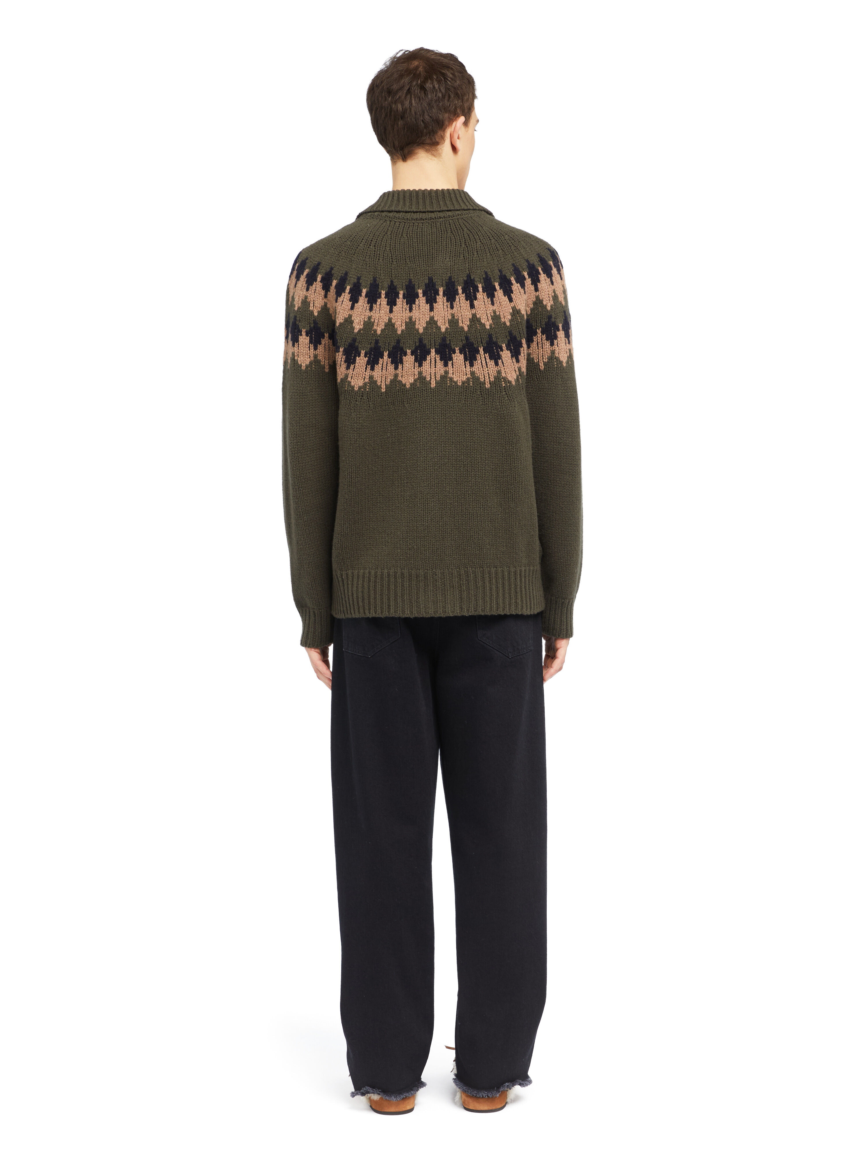 Alanui Sweet Winter Cardigan Olive-Camel LMHQ005E25KNI002