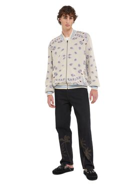 Alanui Bandana Piquet Jacquard Bomber Jacket Coffee-Linseed LMHB039R25KNI002
