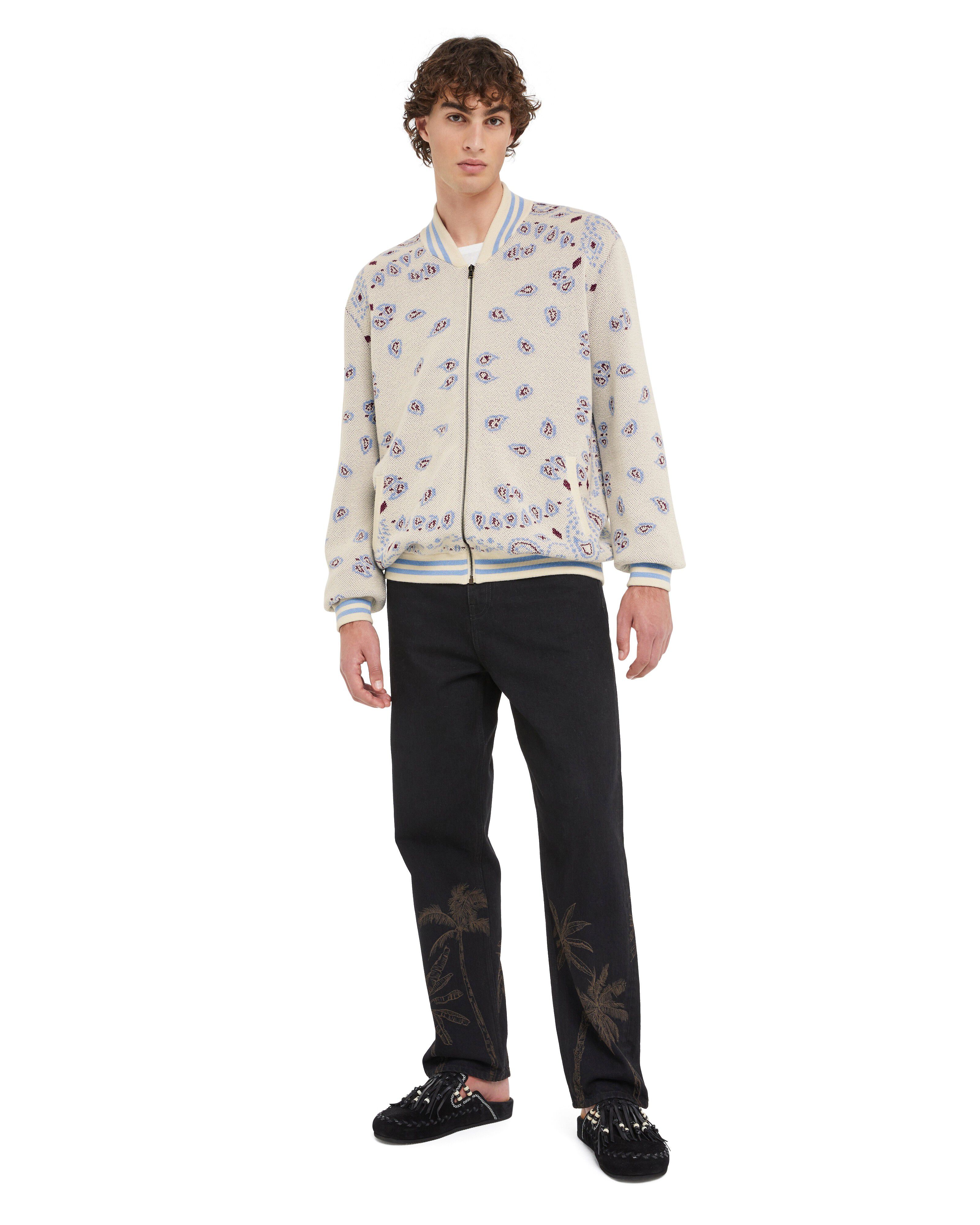 Alanui Bandana Piquet Jacquard Bomber Jacket Chalk-Marsala LMHQ001R25KNI001