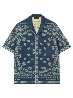 Alanui Cotton Piquet Bandana Shirt Arbour-Light Blue LMHY001R26KNI002