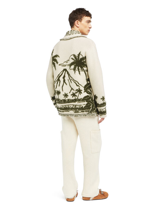 Alanui Palm Grove Tales Cardigan Ivory-Olive LMHB039E25KNI002