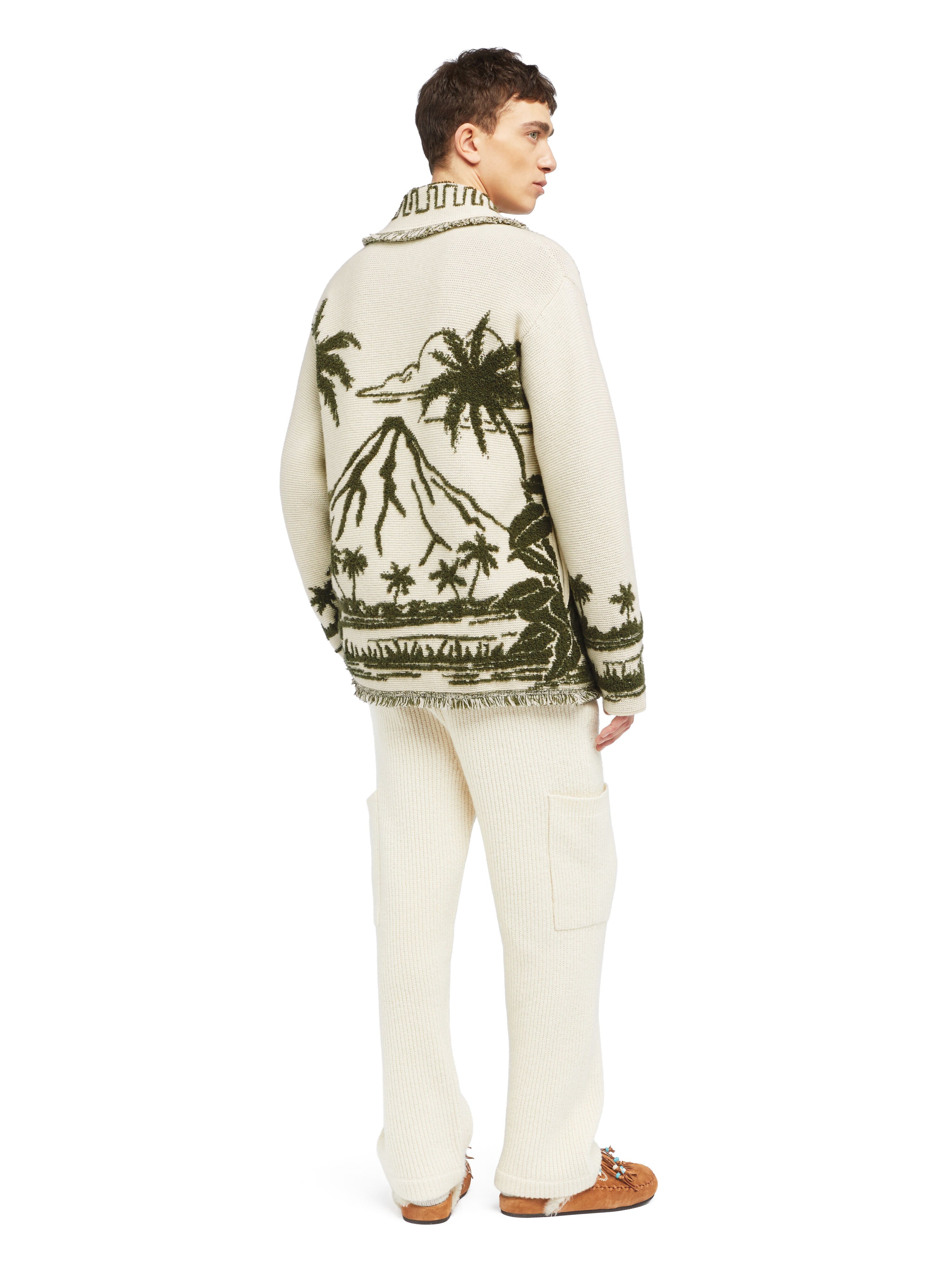 Alanui Palm Grove Tales Cardigan Ivory-Olive LMHB039E25KNI002