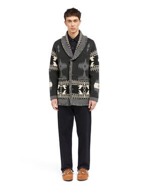 Alanui Icon Jacquard Cardigan Charcoal-Ardesia
