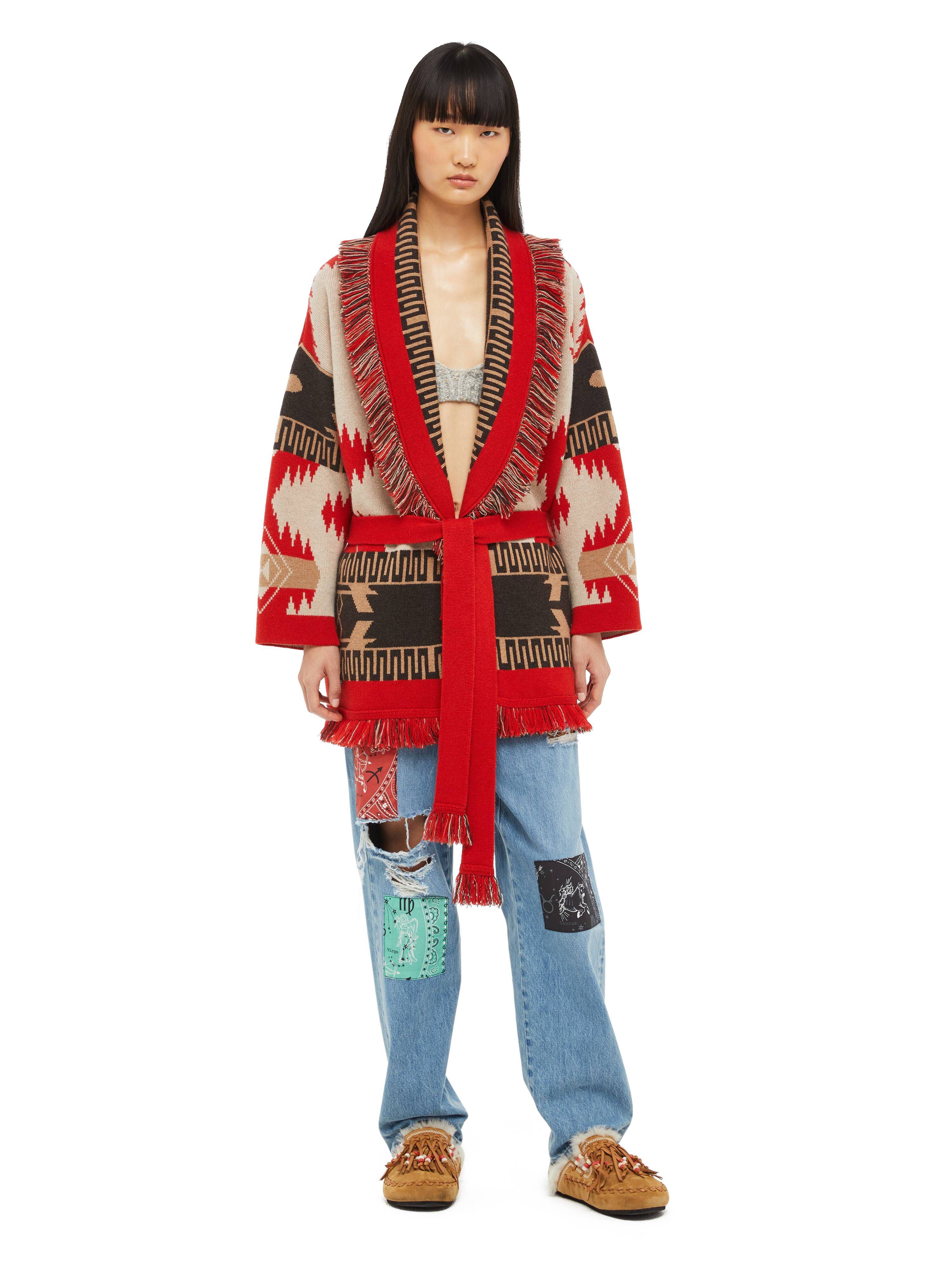 Alanui Icon Jacquard Cardigan Sand Fire LWHB064F23KNI001