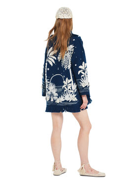 Alanui Postcard From Paradise Cardigan Deep Blue-White Pearl LWHB064R26KNI006