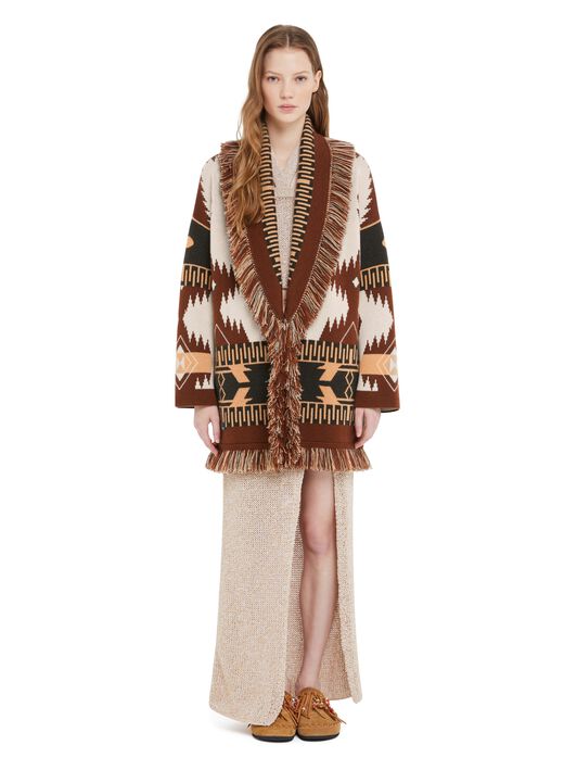 Alanui Icon Jacquard Cardigan Chalk-Pecan LWHB064R25KNI004