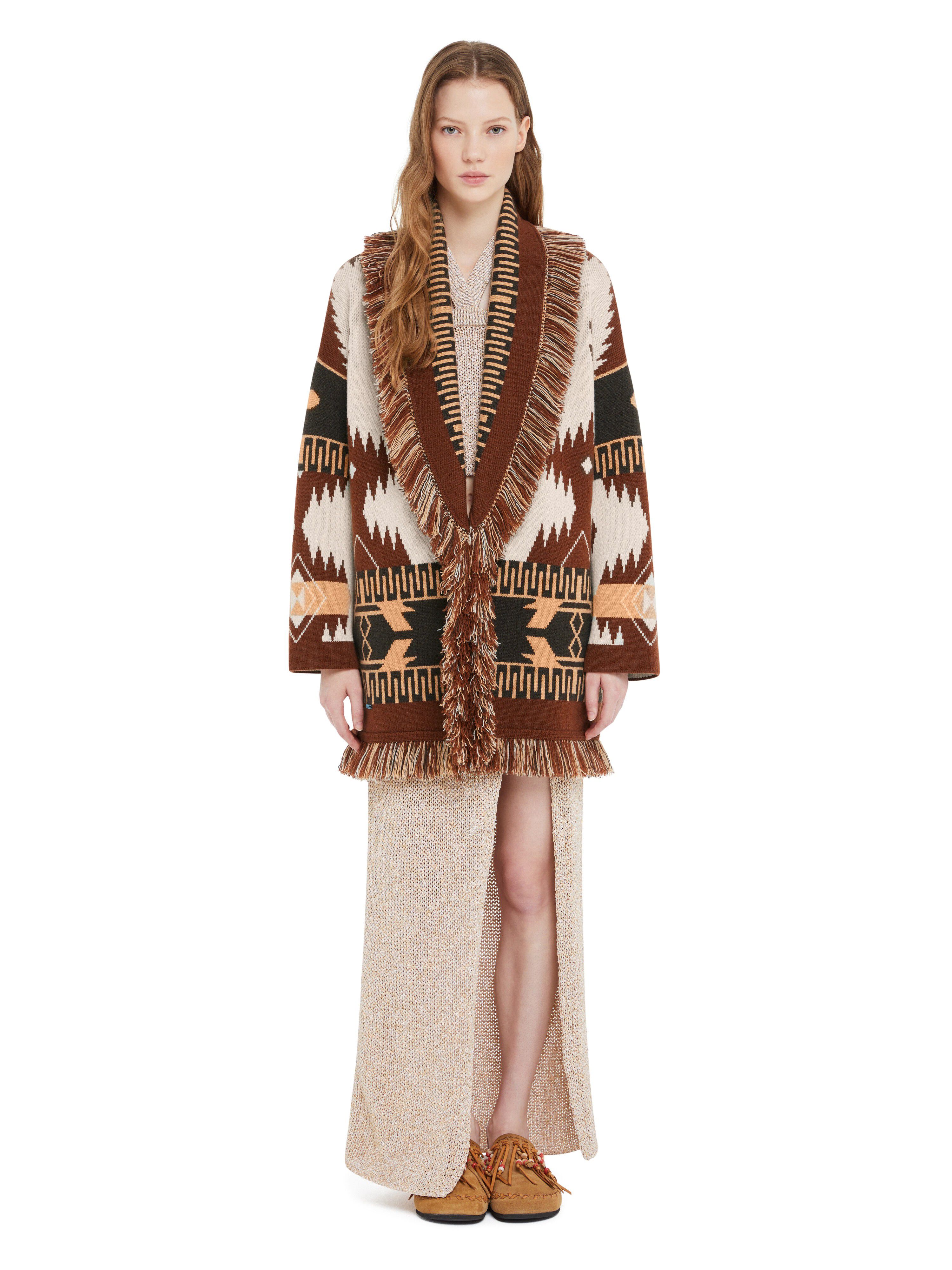Alanui Icon Jacquard Cardigan Chalk-Pecan LWHB064R25KNI004