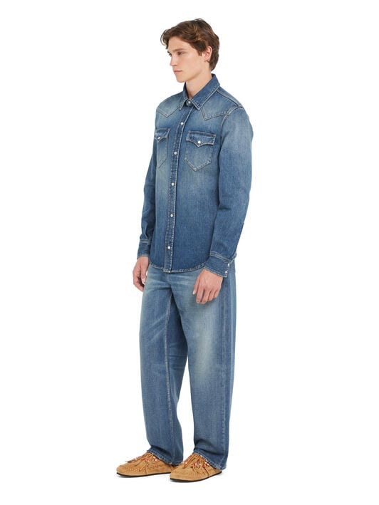 Alanui Medium Wash Denim Shirt Medium Wash Blue Denim LMYD007R26DEN003