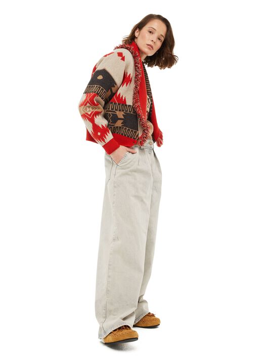 Alanui Icon Jacquard Cardi-Bomber Sand Fire LWHB026F23KNI002
