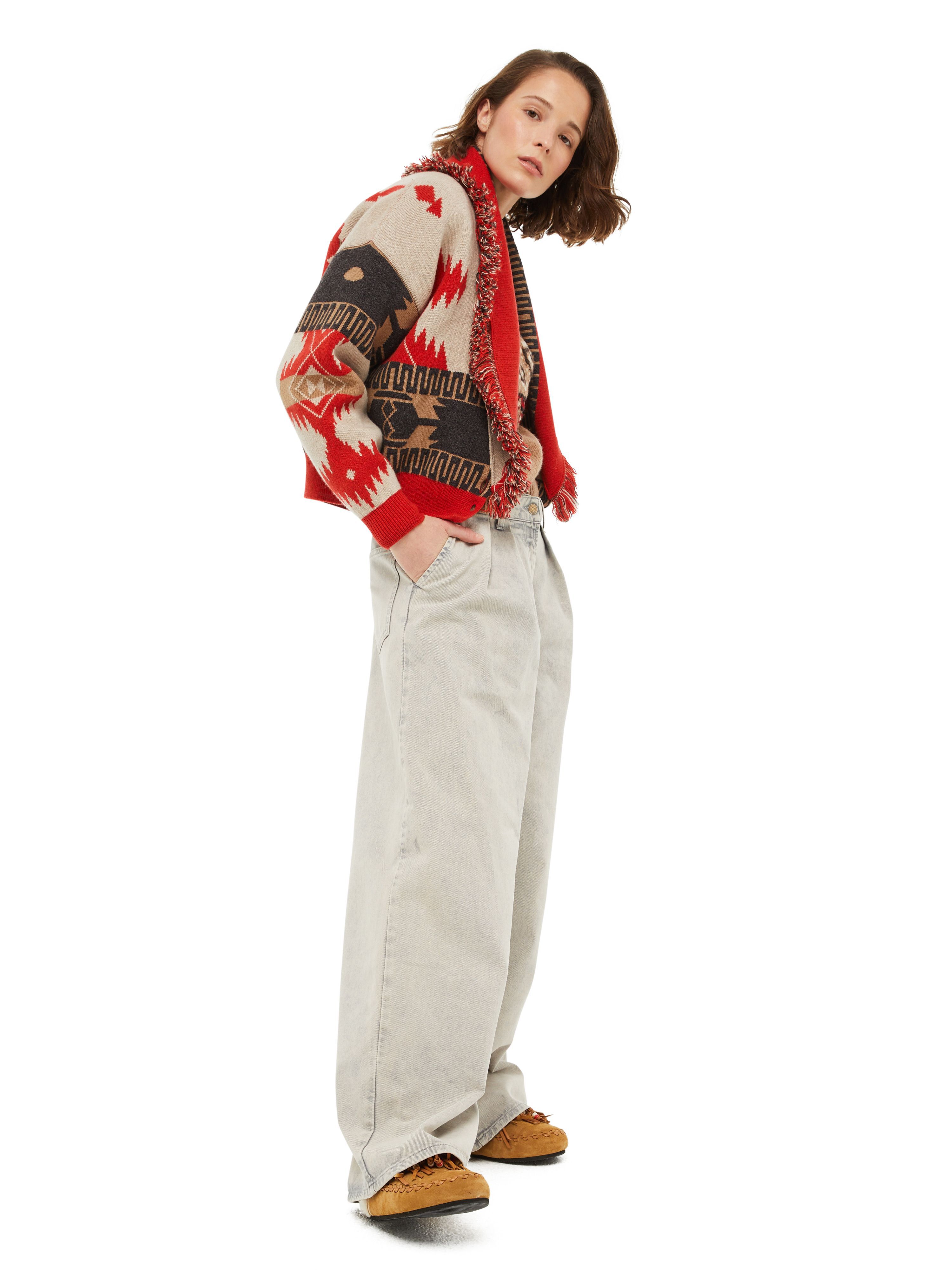 Alanui Icon Jacquard Cardi-Bomber Sand Fire LWHB026F23KNI002