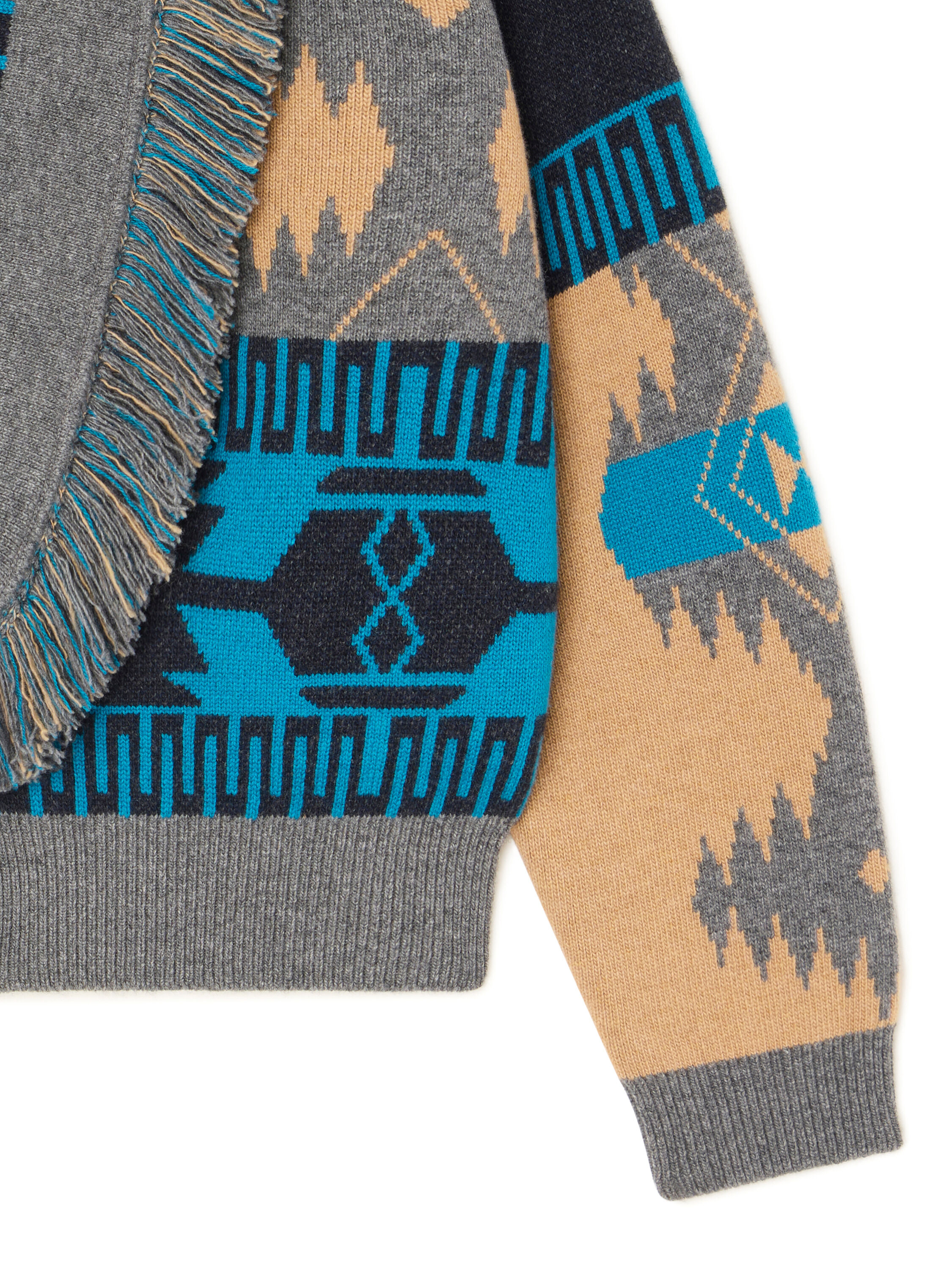 Alanui Icon Jacquard Cardi-Bomber Camel-Iron LWHB026E25KNI002