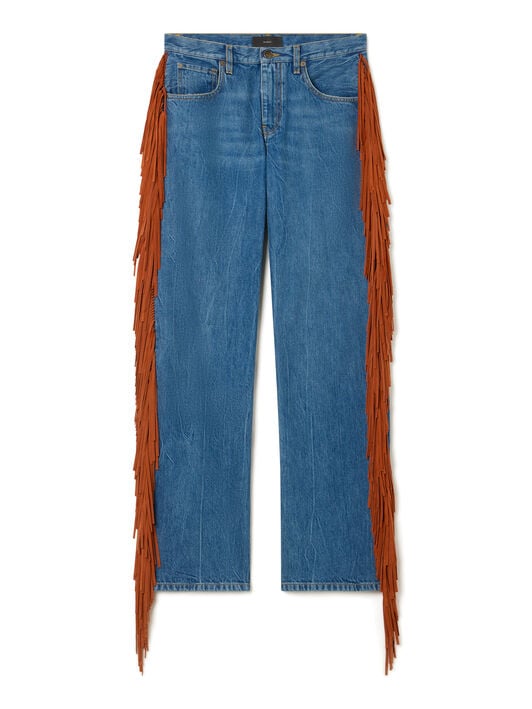 Alanui Golden Dusk Denim Pants Medium Wash Denim LWYA019R26DEN001 Alanui Golden Dusk Denim Pants Medium Wash Denim LWYA019R26DEN001