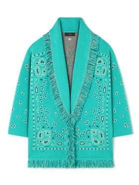 Alanui Bandana Jacquard Cardigan Reef-Deep Blue